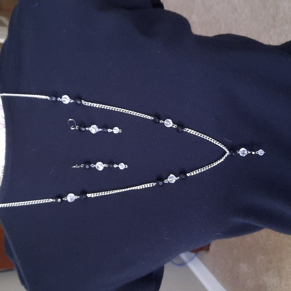 Silver/Black necklace and earrings